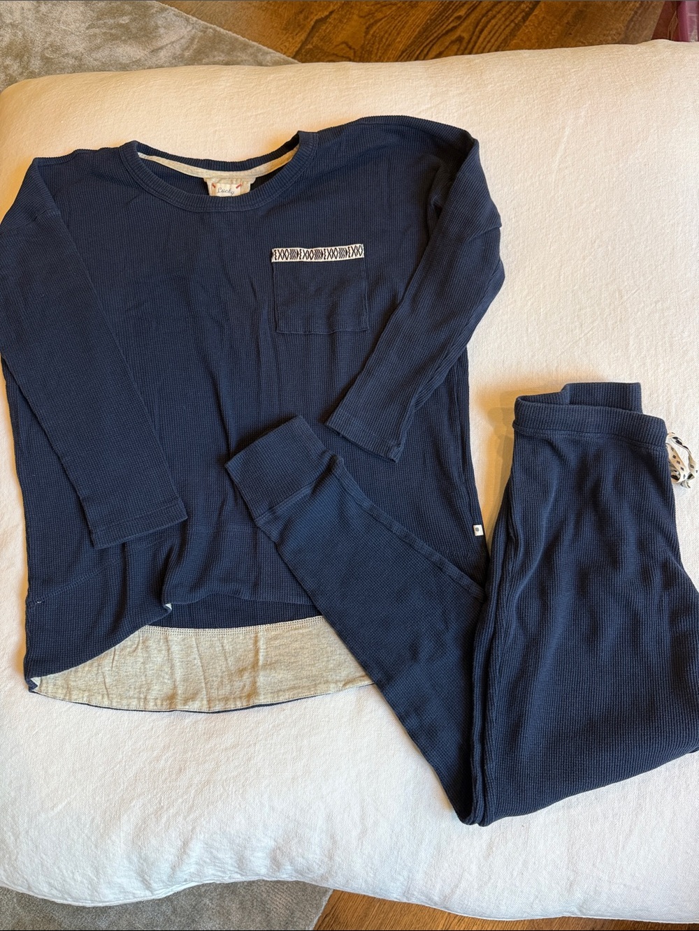 Lucky Brand Navy Waffle-Knit Pajama Set